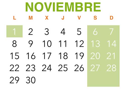 Calendario VinuesAventura. Noviembre