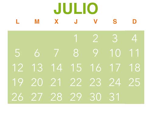 Calendario VinuesAventura. Julio