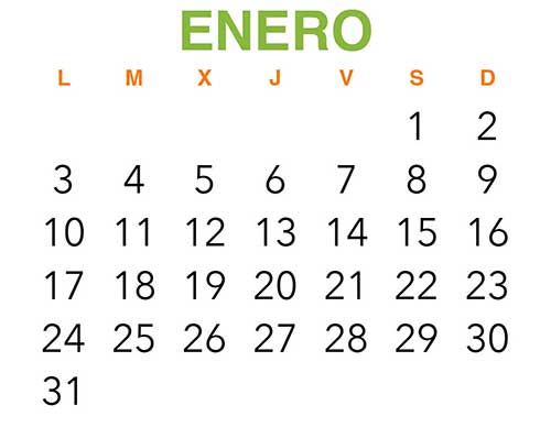 Calendario VinuesAventura. Enero