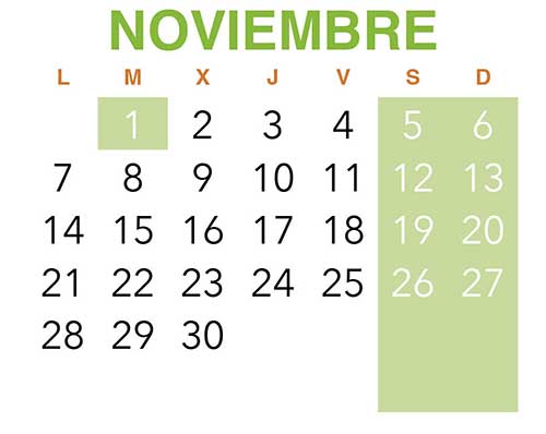 Calendario VinuesAventura. Noviembre