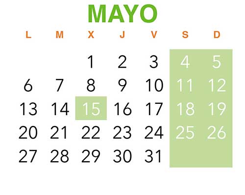 Calendario VinuesAventura. Mayo